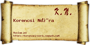 Korencsi Nóra névjegykártya
