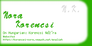 nora korencsi business card